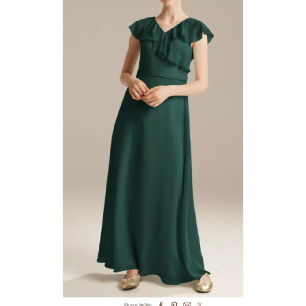 AW BRIDAL 8Y dark emerald green Vesta wedding formal party maxi dress NEW B105